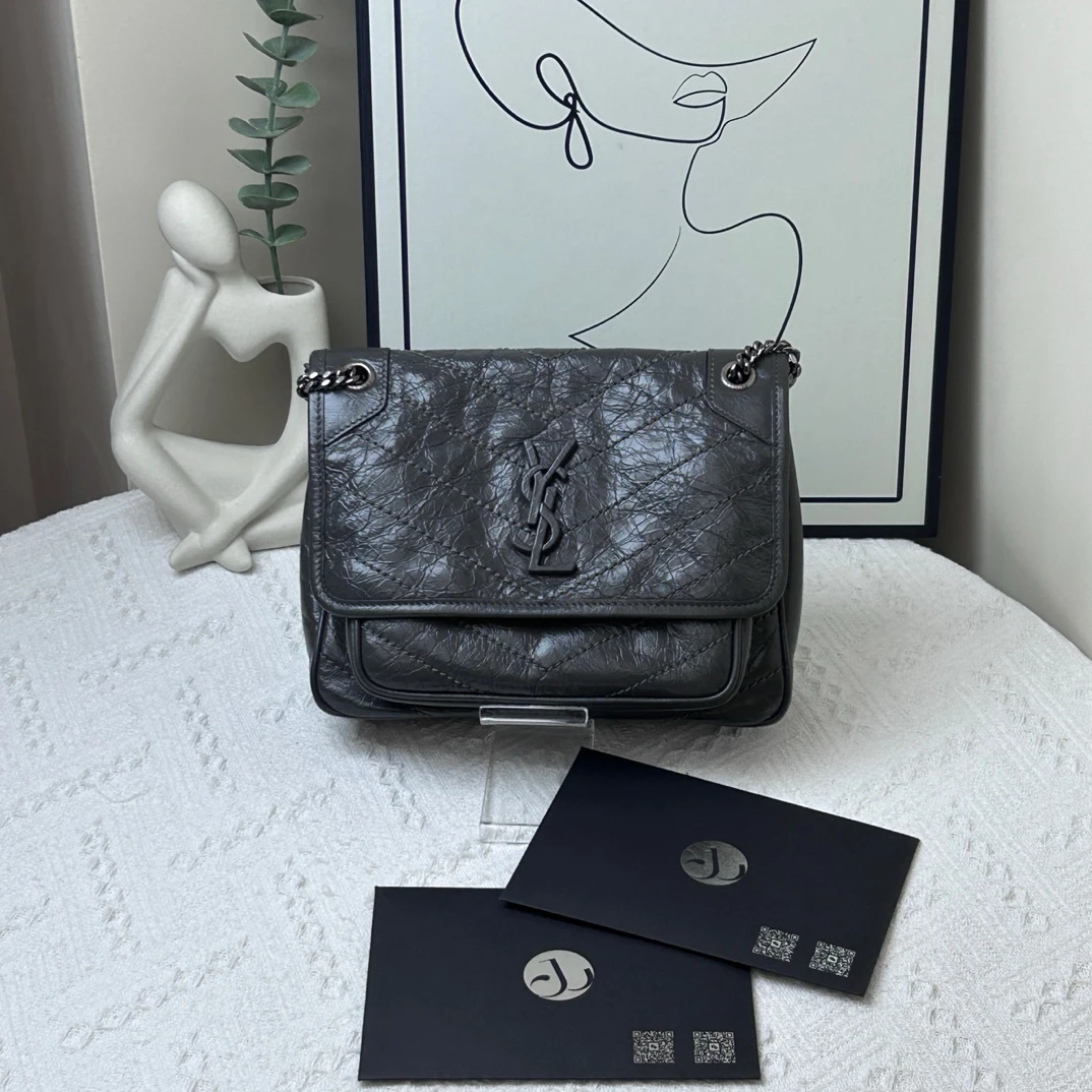 95新 YSL/圣罗兰 niki 小号灰 22年/JW7024