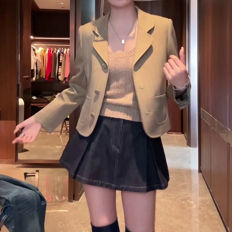 短款长袖外套女2025秋季新款韩版宽松显瘦小个子时尚气质百搭上衣