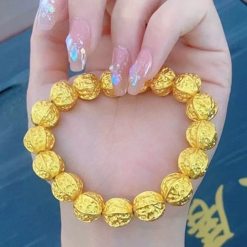 铜合金手链 【核桃手串】黄金色手串老板霸气招财男士手链轻奢饰品