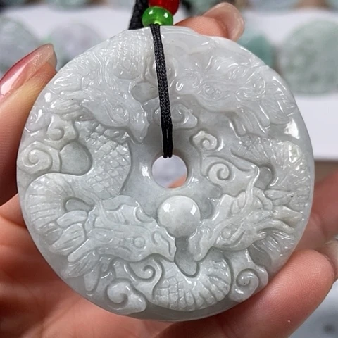 翡翠颈饰未镶嵌九龙扣两面工福利