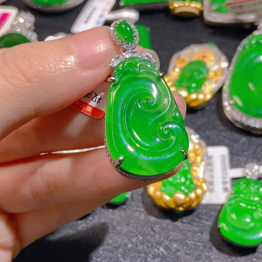 翡翠银S925镶嵌吊坠(不含链)