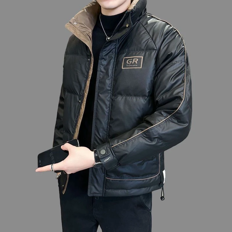 啄木鸟拼色羽绒服男冬季2025年新款潮流时尚帅气短款男装保暖外套