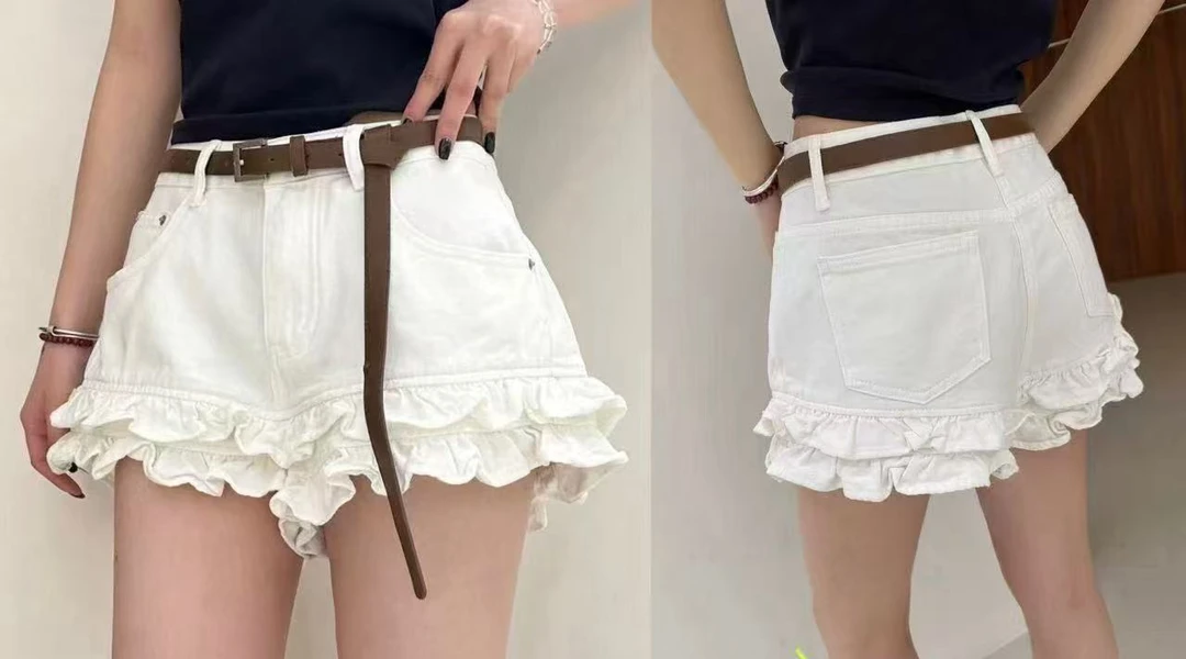 深圳南油高货ZZ木耳裤边显瘦夏季百搭短裤时尚休闲宽松透气中弹力