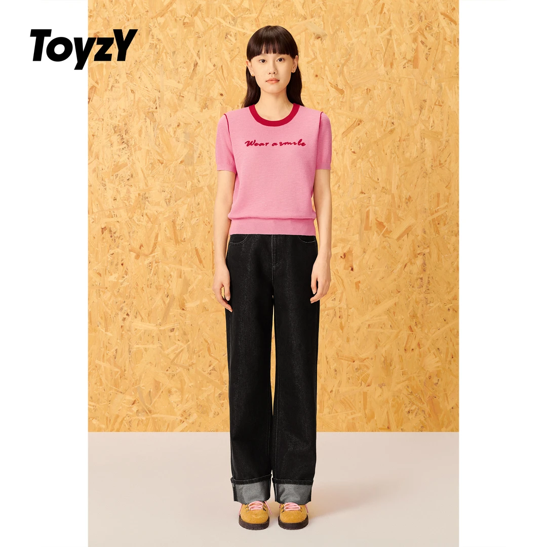 ToyzY25夏新款字母印花宽松圆领时尚针织T恤ZC35206190