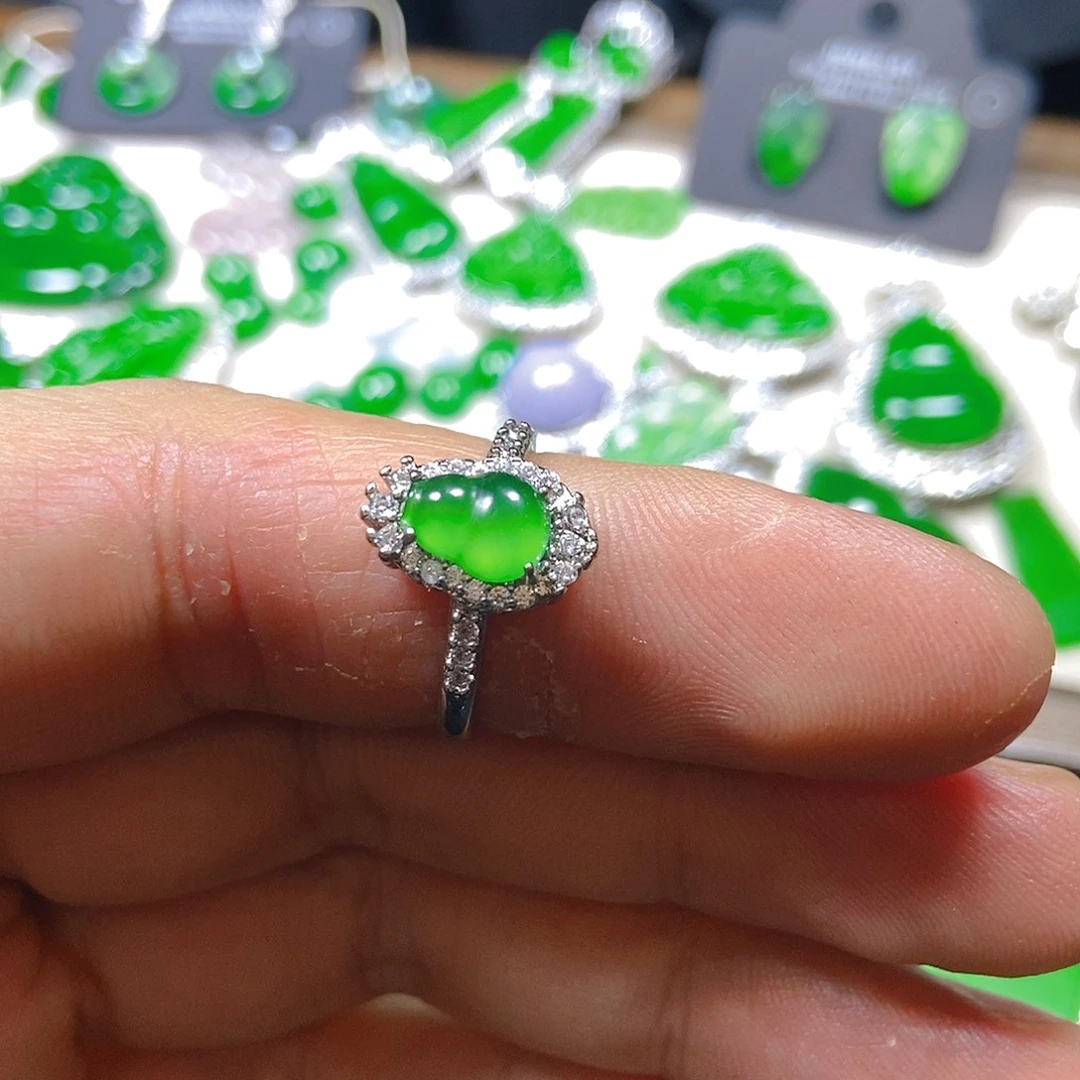 翡翠银S925镶嵌戒指717戒指