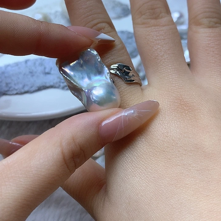 淡水珍珠耳饰银S925镶嵌蜜*'