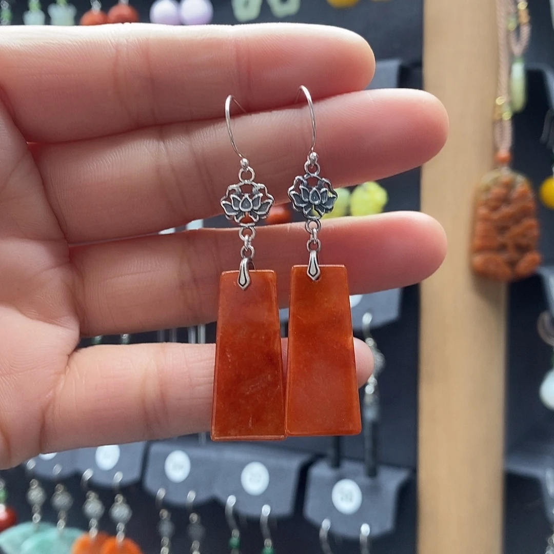 翡翠银S925镶嵌耳饰