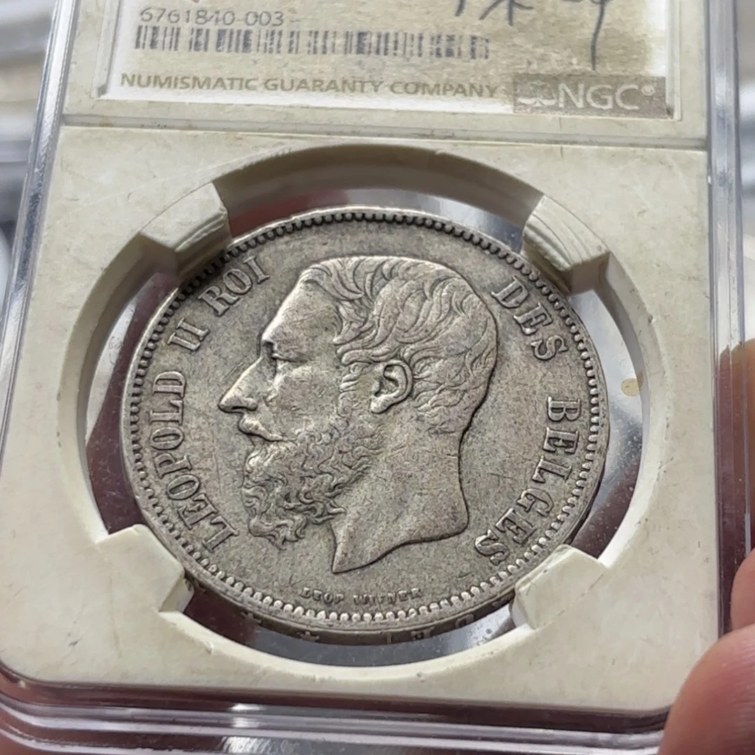 银Ag900比利时利奥波德5法郎银币