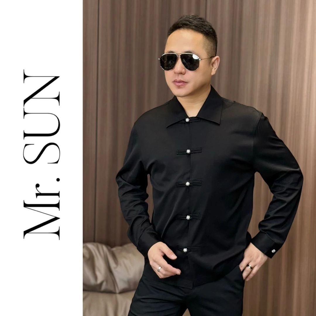 孙先生｜高奢款新中式衬衫春款垂顺感金属扣男款衬衫96002