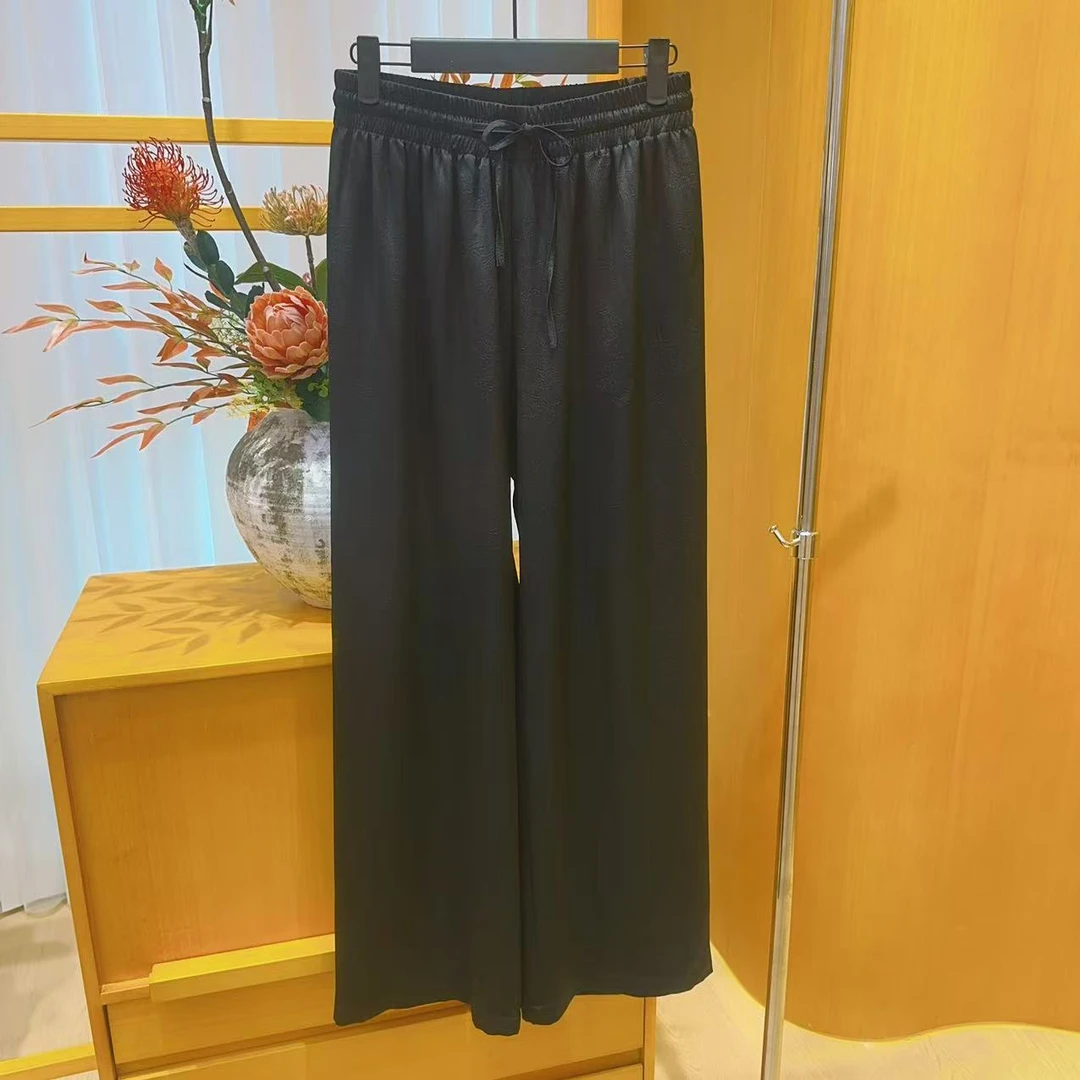 YS【素颜】3019新中式时尚简约百搭抽绳休闲直筒阔腿裤子