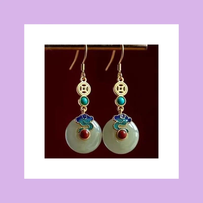 铜合金锆石耳饰 典雅复古中国风韵味时尚民族风情祥云雅致气质耳