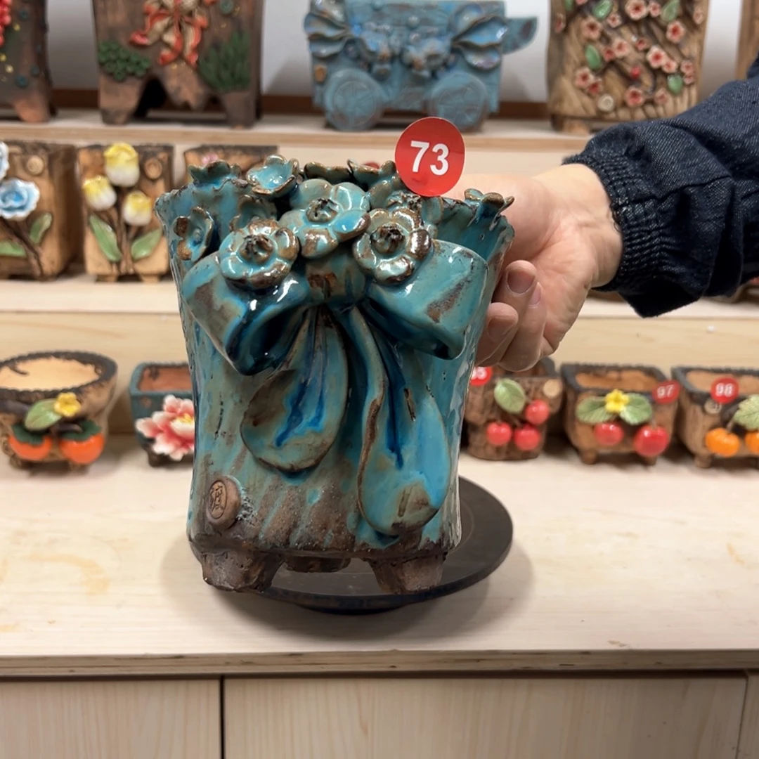 紫砂花盆73号内口13×11外高16