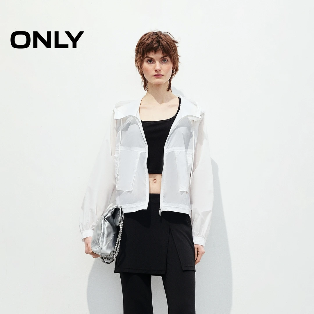 ONLY2025春季新款时尚百搭轻薄显瘦插肩袖连帽外套女|125136050
