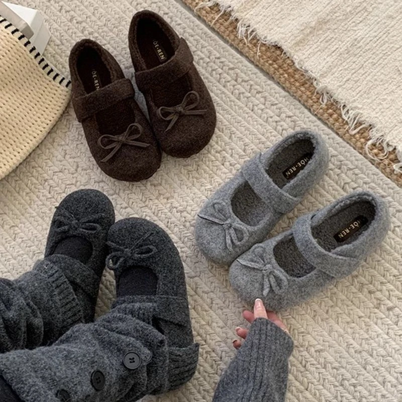 爆款厚底勃肯鞋女2025秋冬新款蝴蝶结加绒保暖一脚蹬懒人豆豆棉鞋