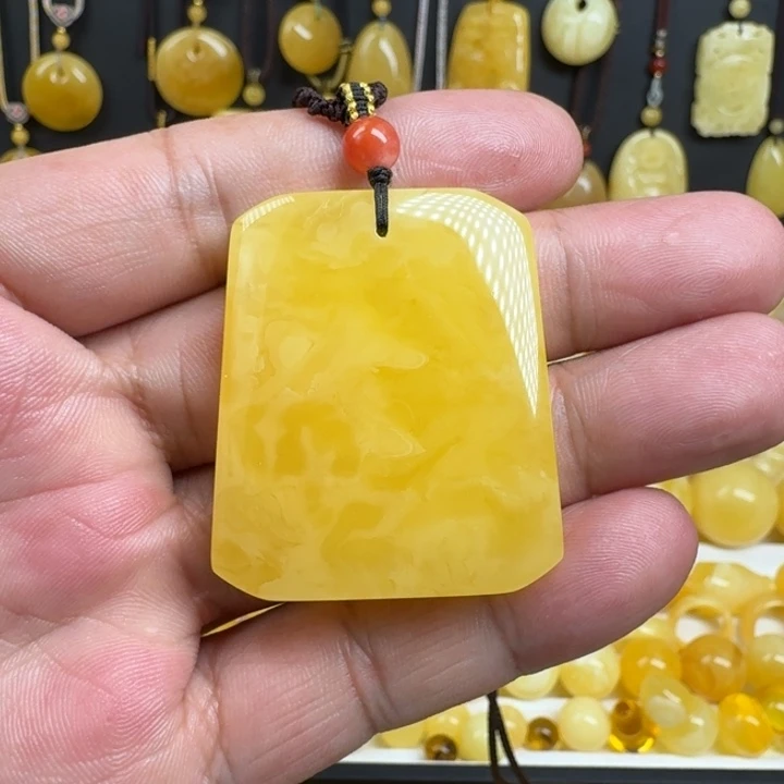 蜜蜡未镶嵌珠宝奇石平安无事牌