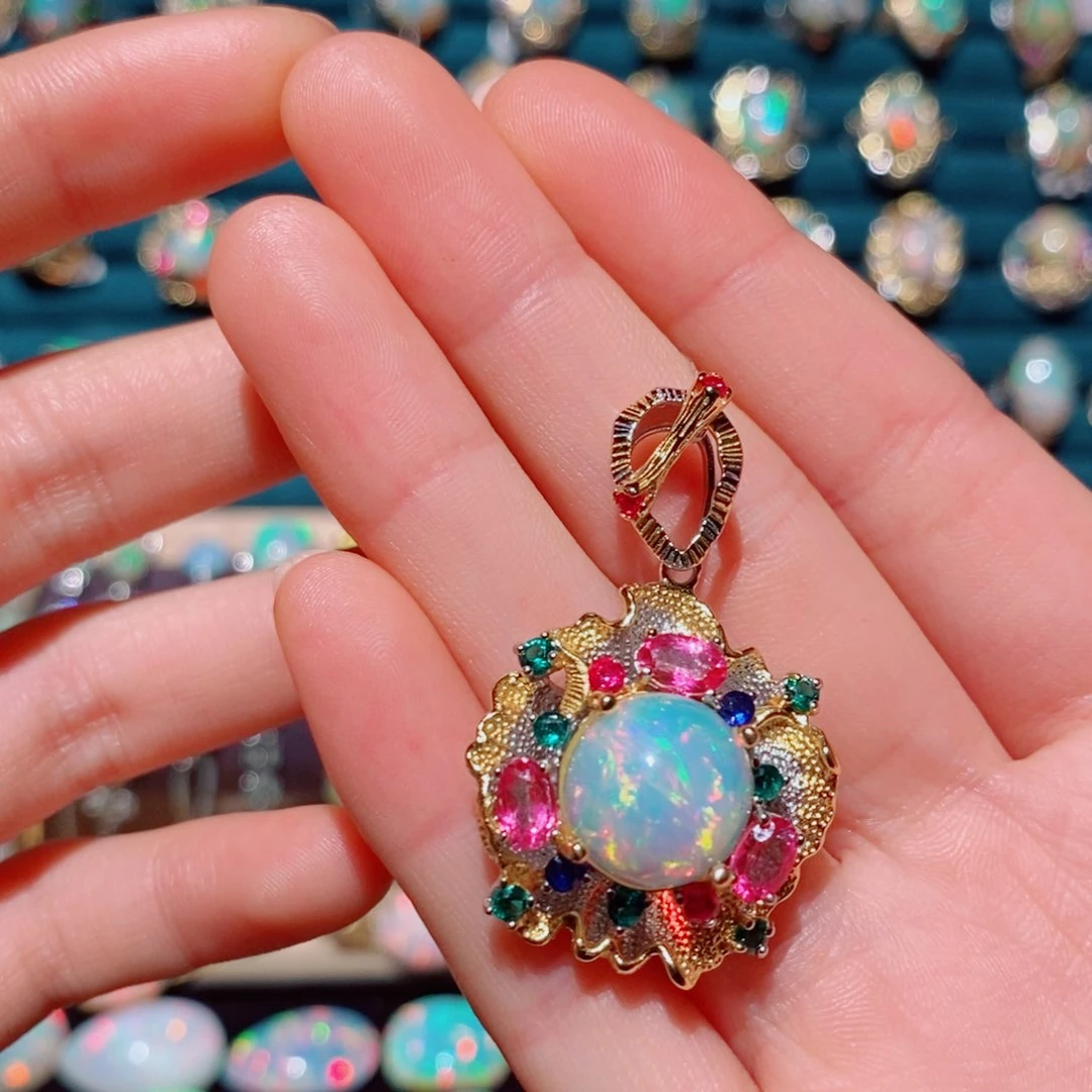 欧泊欧泊吊坠银S925镶嵌