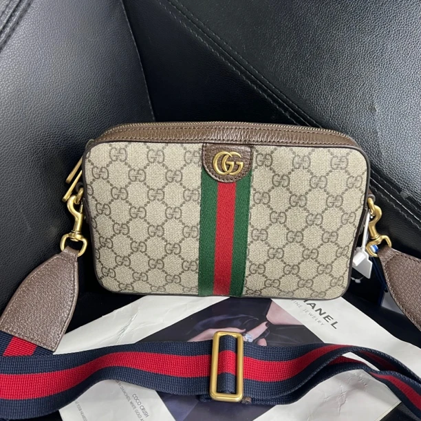 95新 GUCCI/古驰 捐金沉珠/Ophidia相机包单肩