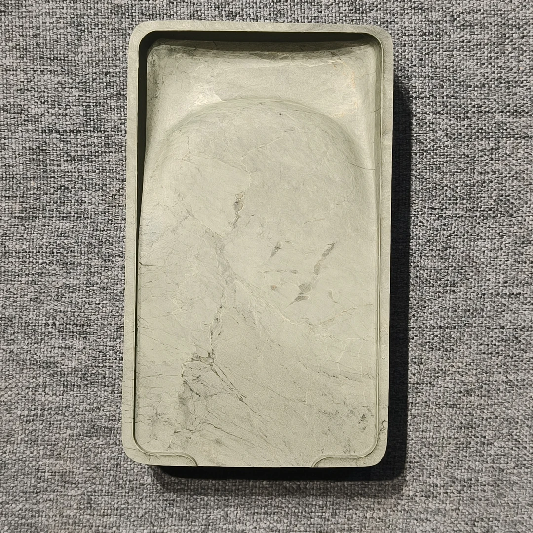 甘肃洮砚，水泉柳叶边淌池砚，尺寸12.5*7.5*2.2厘米