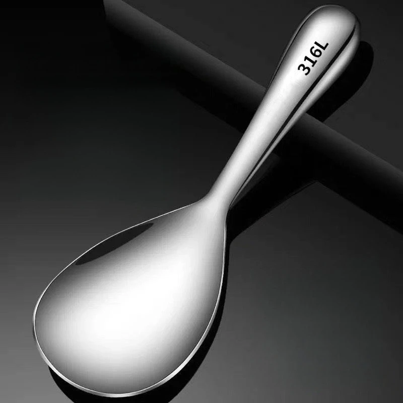 韩式316不锈钢不粘米饭分餐勺汤勺调羹长柄饭勺大号加厚盛饭勺子