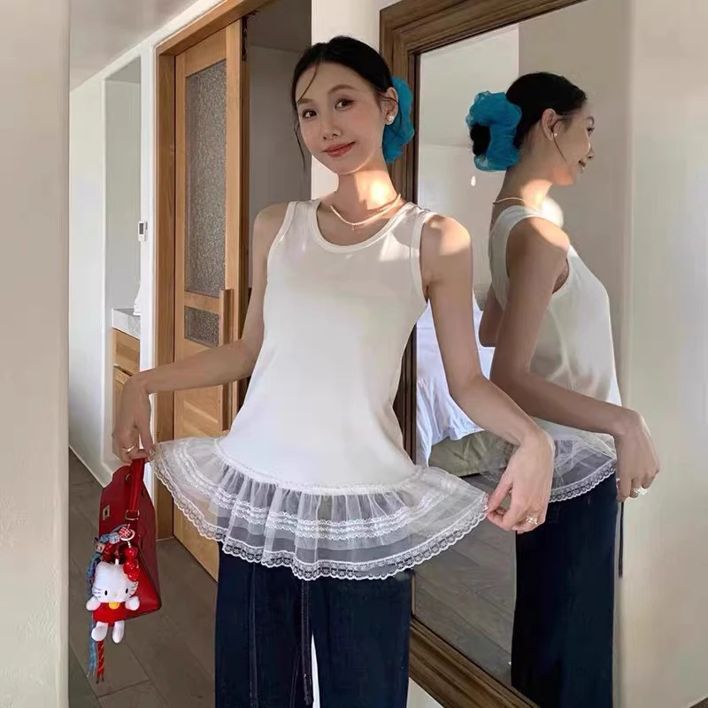 【芭蕾风背心】叠穿神器修身显瘦拼接蕾丝百搭背心气质打底夏季