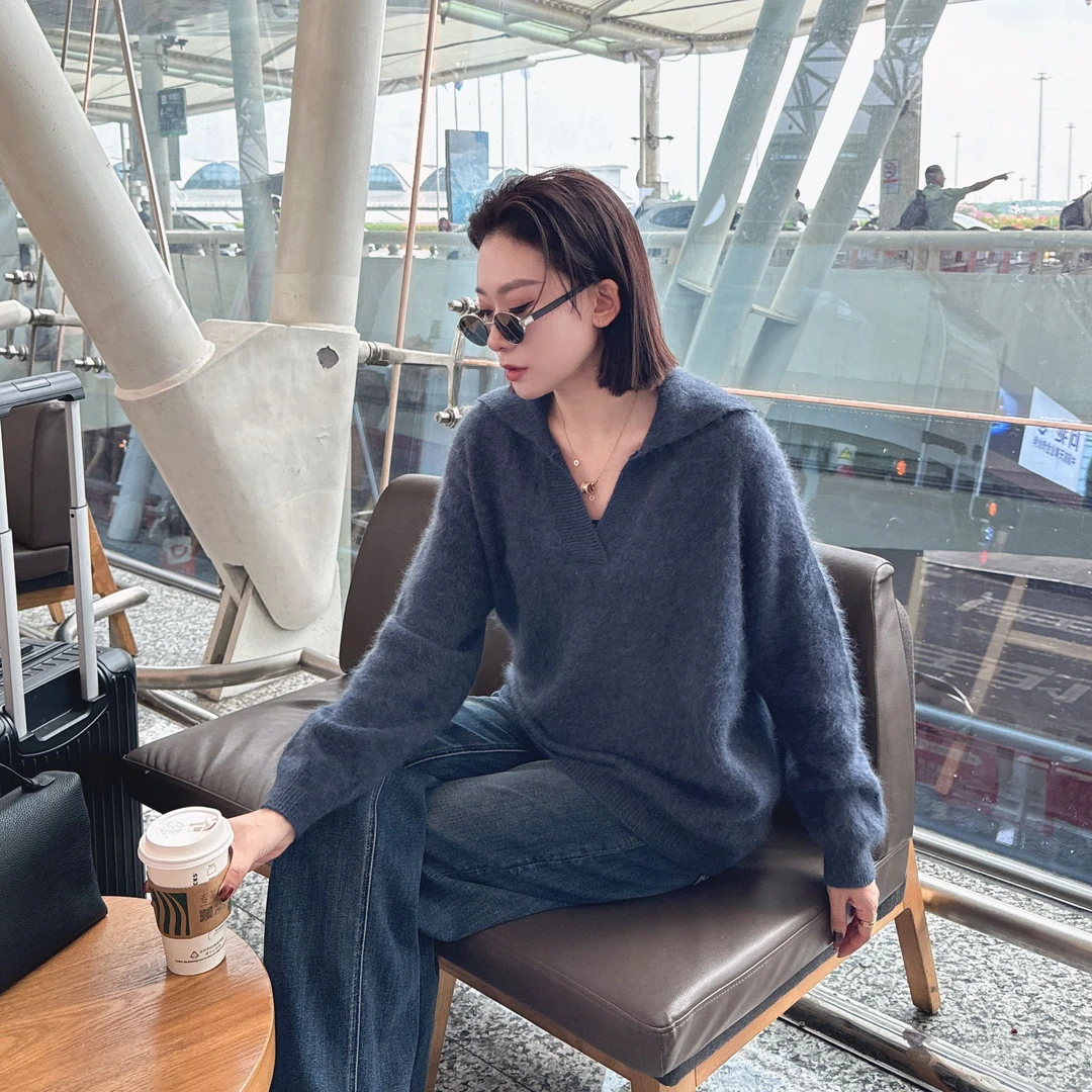 林果&季得 【小资】慵懒宽松高级感polo领100羊毛秋冬穿搭针织毛衣