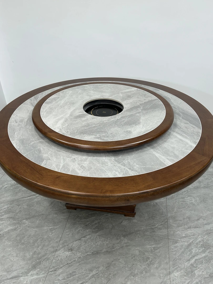 中式可拆装餐桌客厅新中式圆桌雕花