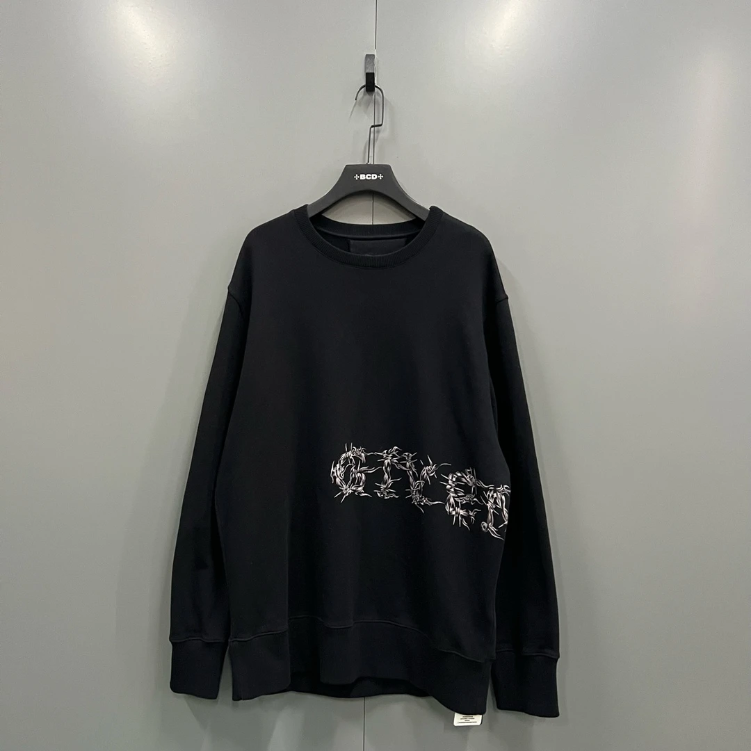 95新 Givenchy/纪梵希 （bb）黑色火焰藤蔓卫衣 XXL码/jc603462