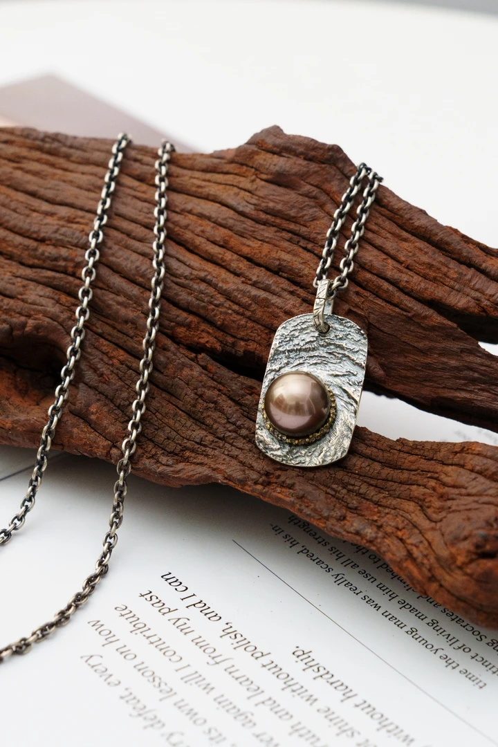 海水珍珠大溪地复古无事牌吊坠