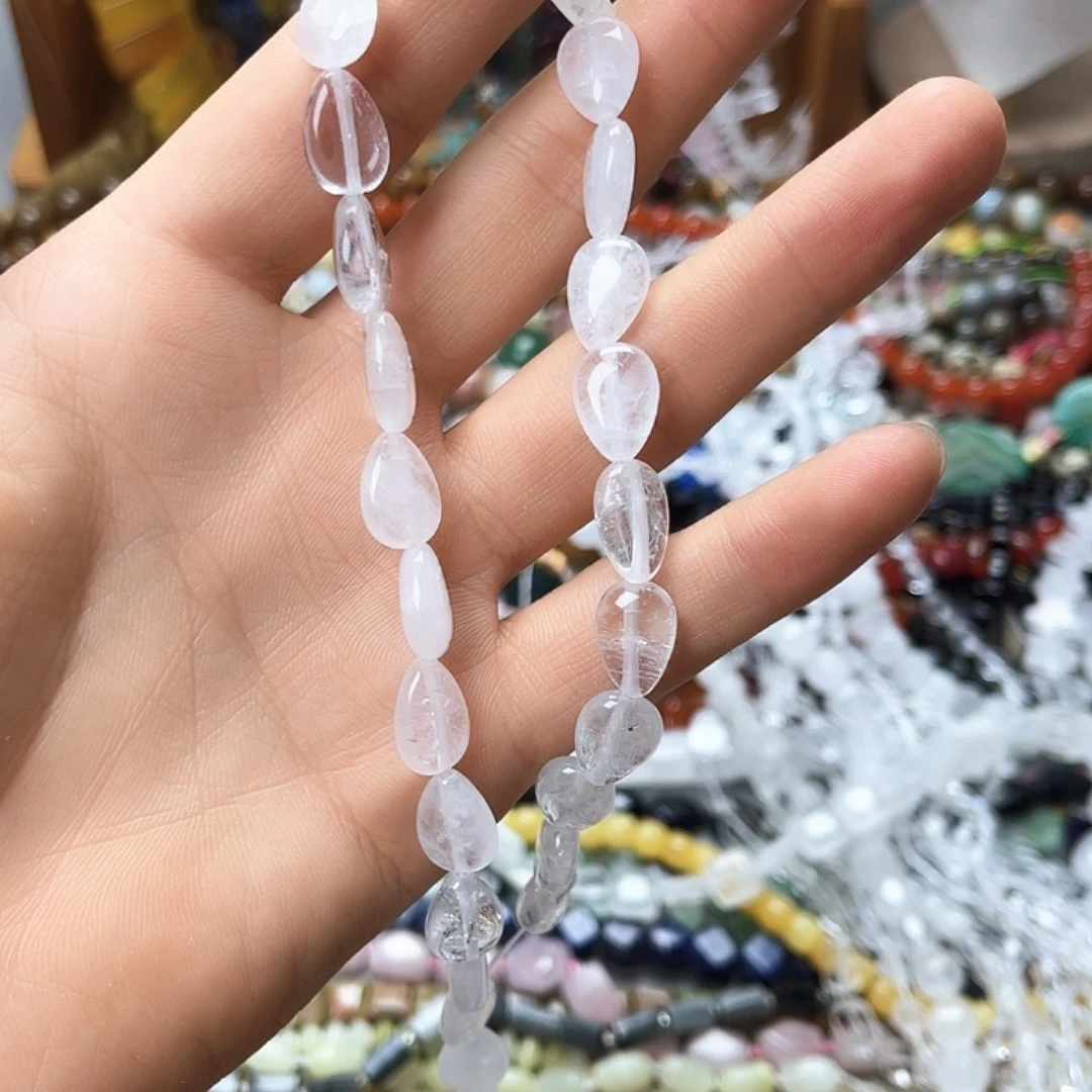 玛瑙/玉髓未镶嵌珠宝半成品9×13左右白水扁水滴一条