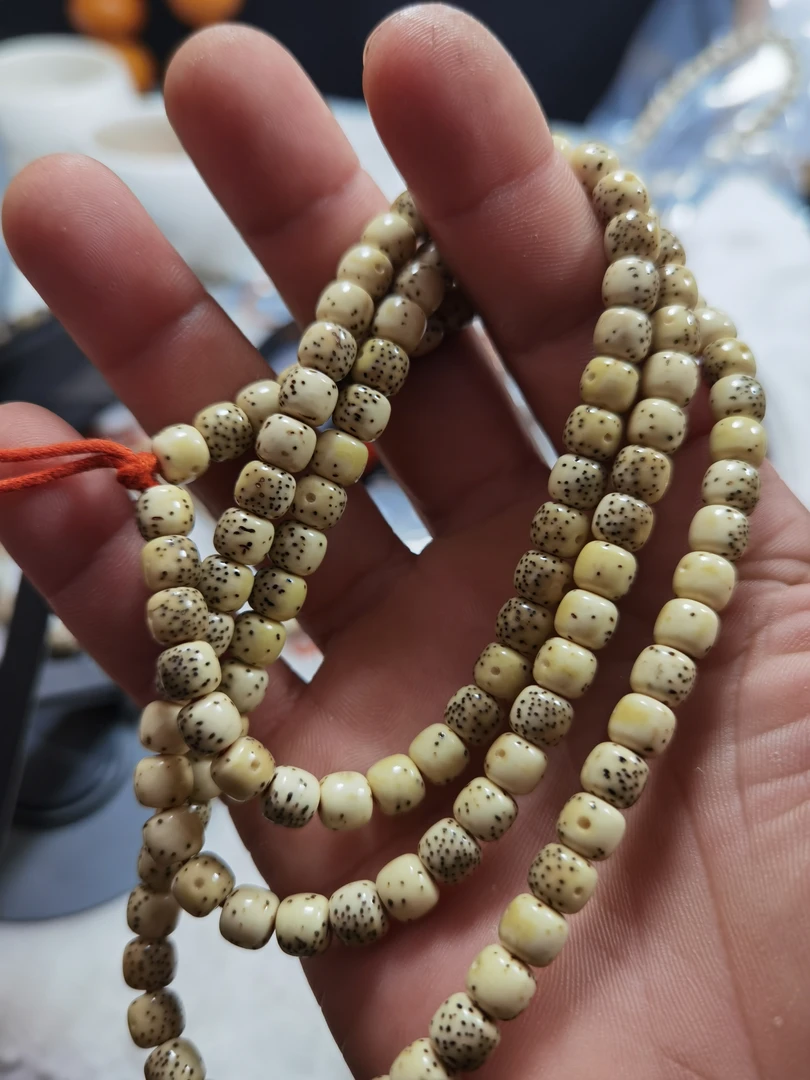 海南石玉料7×6 古瓷白 108 长串