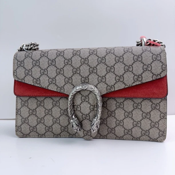 95新 GUCCI/古驰 古驰红麂酒神中号单肩包