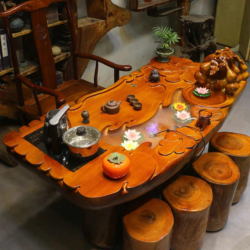 楠木根雕茶台整体树根茶桌椅组合茶几家具树头实木HC10465