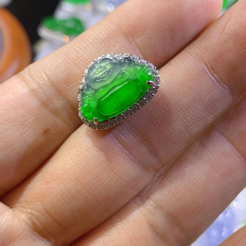 【闪购商品】翡翠挂件银S925镶嵌天然翡翠