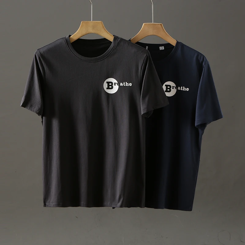 HS210剪标夏季男士休闲宽松圆领短袖T恤潮流百搭字母印花半袖