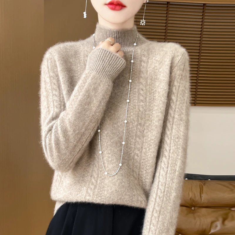 重磅加厚半高领羊毛衫女神款秋冬气质百搭时尚宽松针织纯色