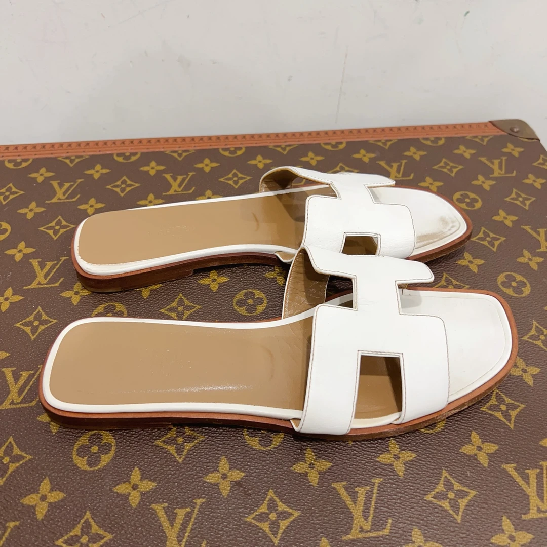 99新 Hermes/爱马仕 安洁利严选拖鞋 尺码37.5成色看直播GSS23492