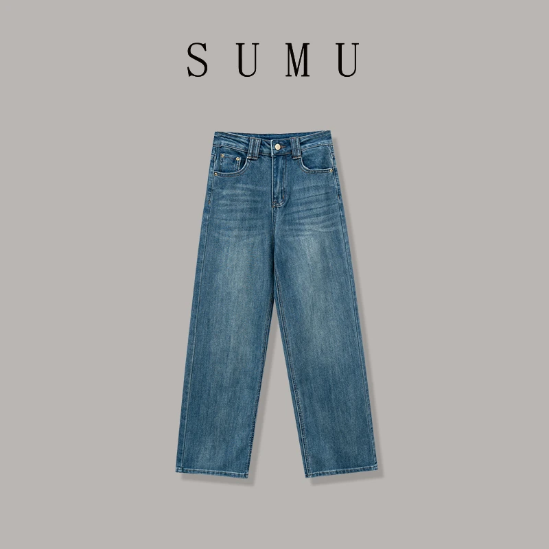 宿慕SUMU女款复古百搭牛仔裤3-3春季2025新款时尚休闲长裤M0007X