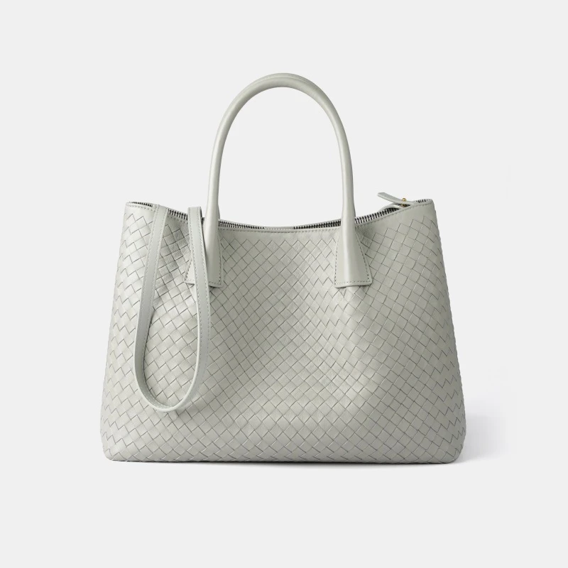 格丽诗新款大号菜篮子包头层羊皮手工编织通勤百搭大容量托特包包