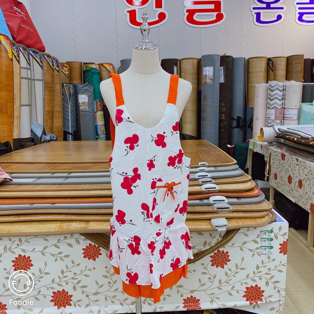 韩版印花棉彩色蝴蝶花背心围裙