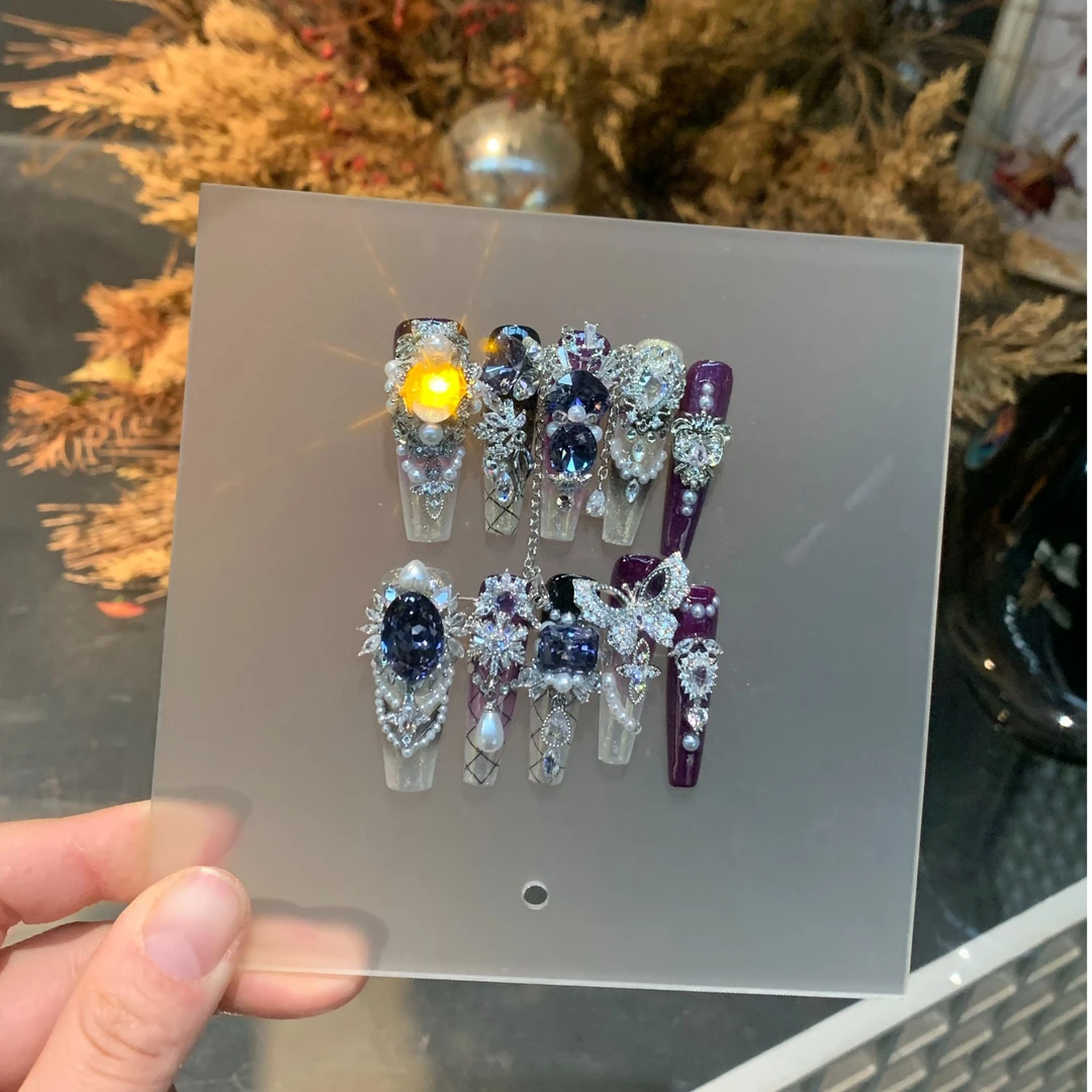【丝骂】亮灯紫色定制设计穿戴甲显白设计师款