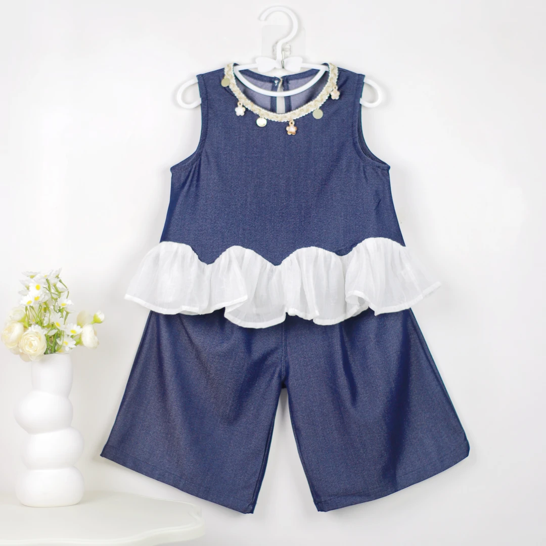 套装时尚夏季常规薄款休闲纯色套头女宝女连衣裙甜美童装