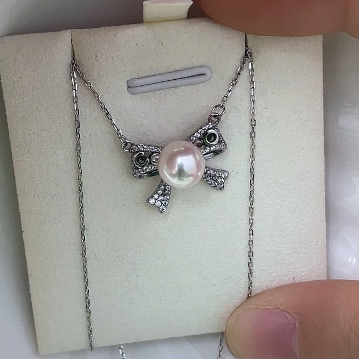 颈饰银S925镶嵌淡水珍珠