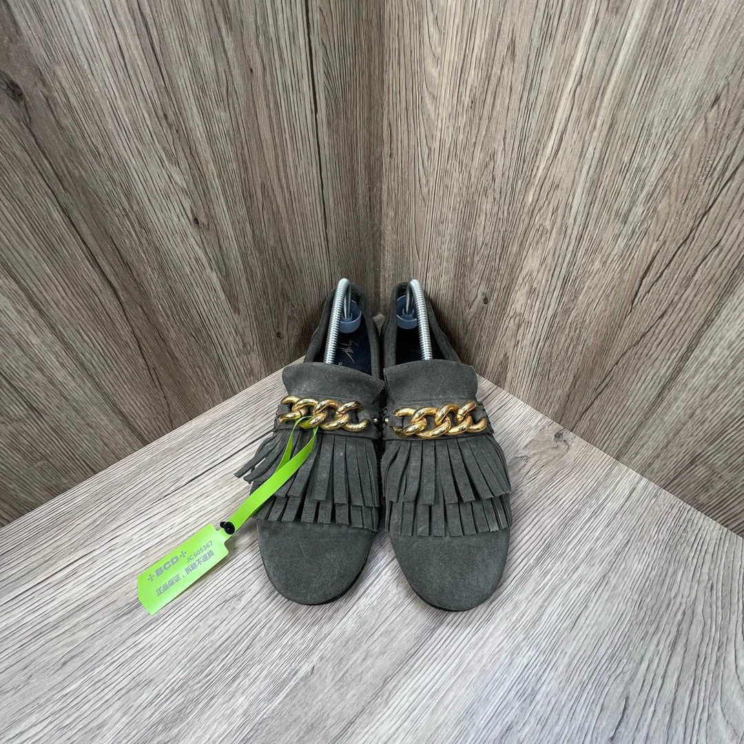 90新 maje GZ 朱塞佩·萨诺第 流苏锁链乐福鞋 42码/9新/无配件