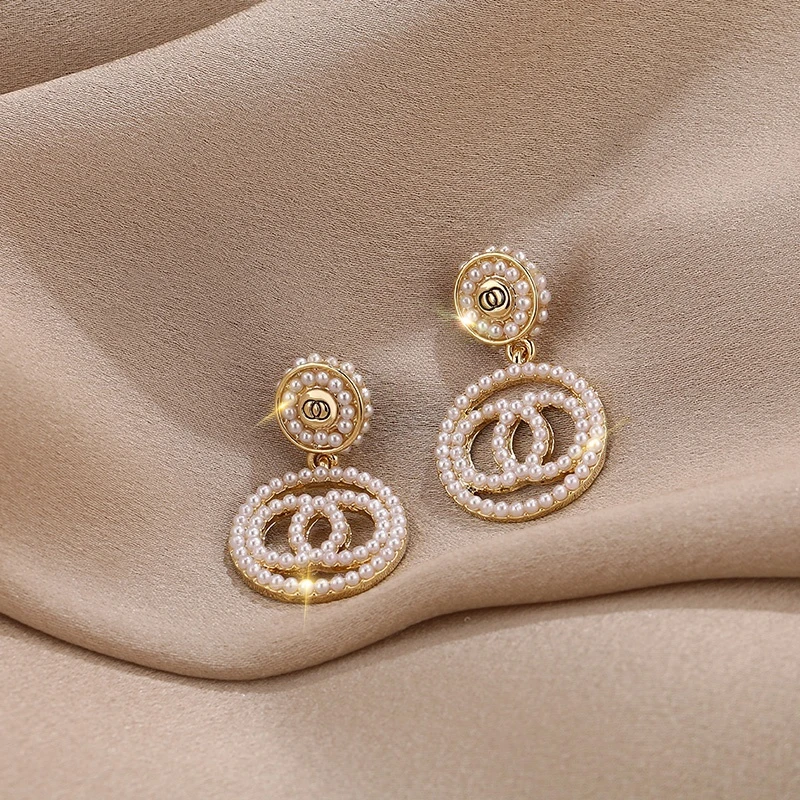 铜合金耳饰 精致小香风满珠耳环女气质2025年新款轻奢高级感耳钉