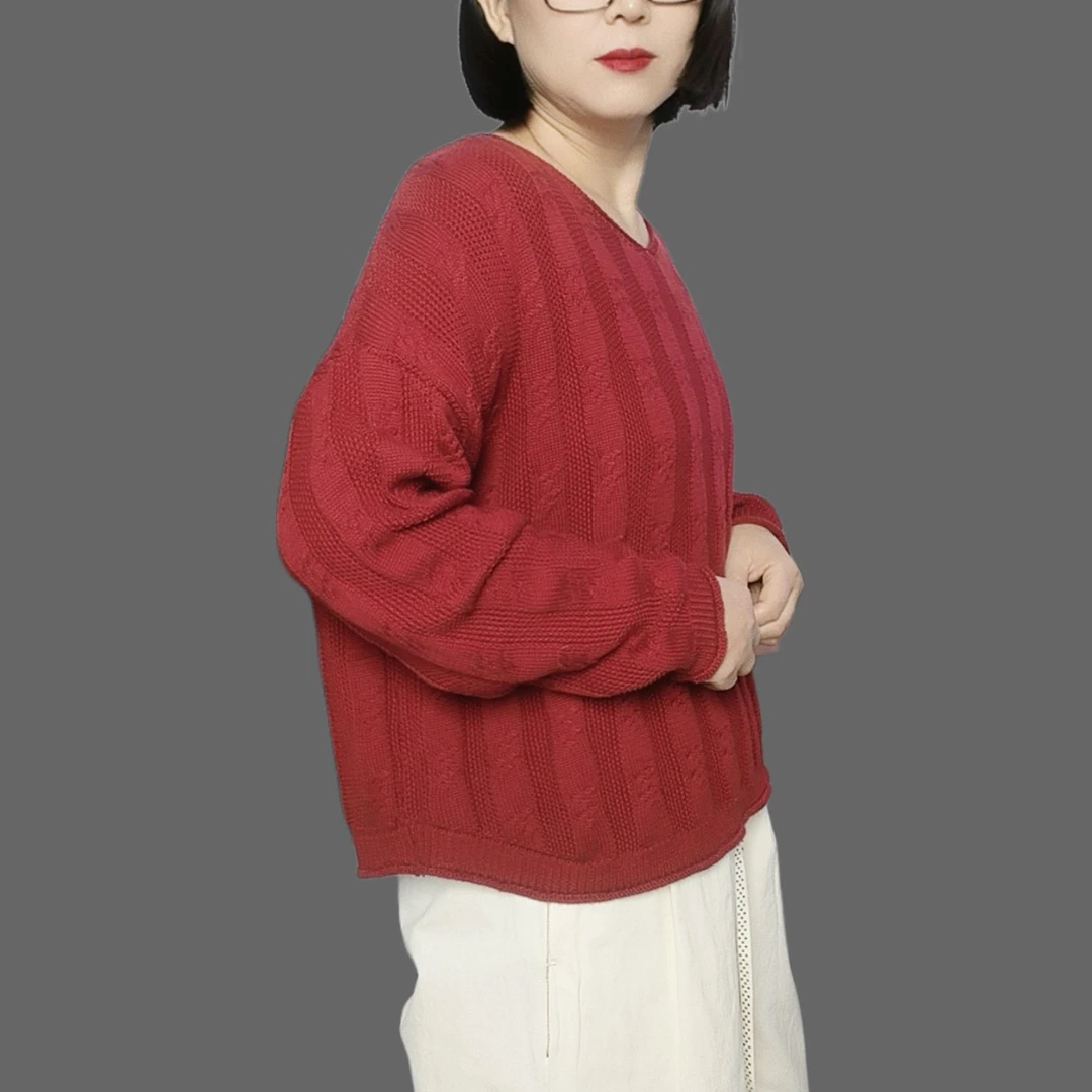 秋冬新款棉线针织衫宽松休闲减龄百搭毛衣