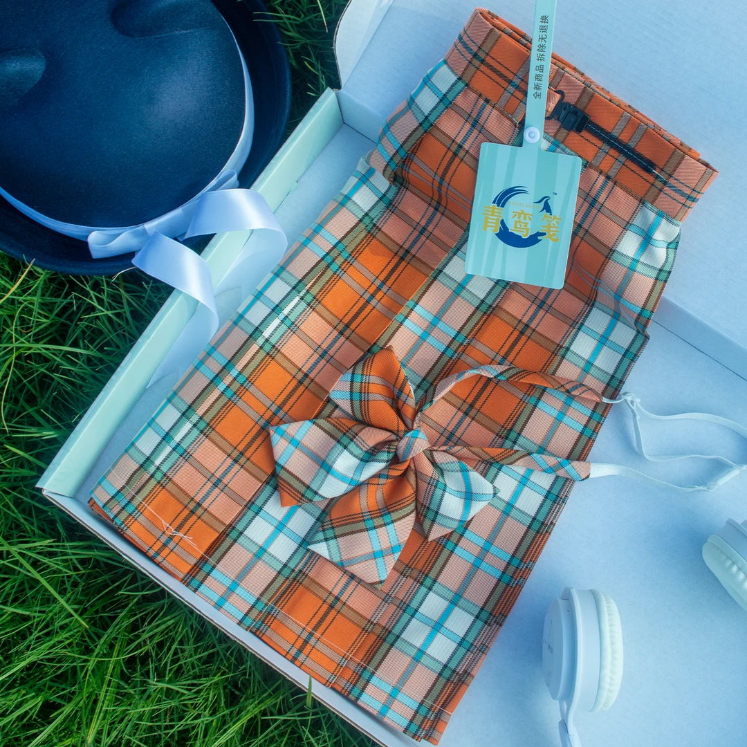 青鸾笺原创正版橘香物语短裙半身百褶日系学院风jk原创jk格裙