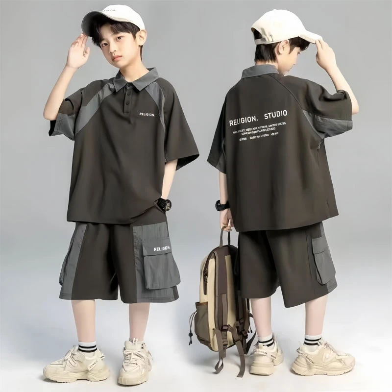 男童夏季套装POLO衫帅气时髦中大儿童洋气短袖6-12岁男孩炸街夏装