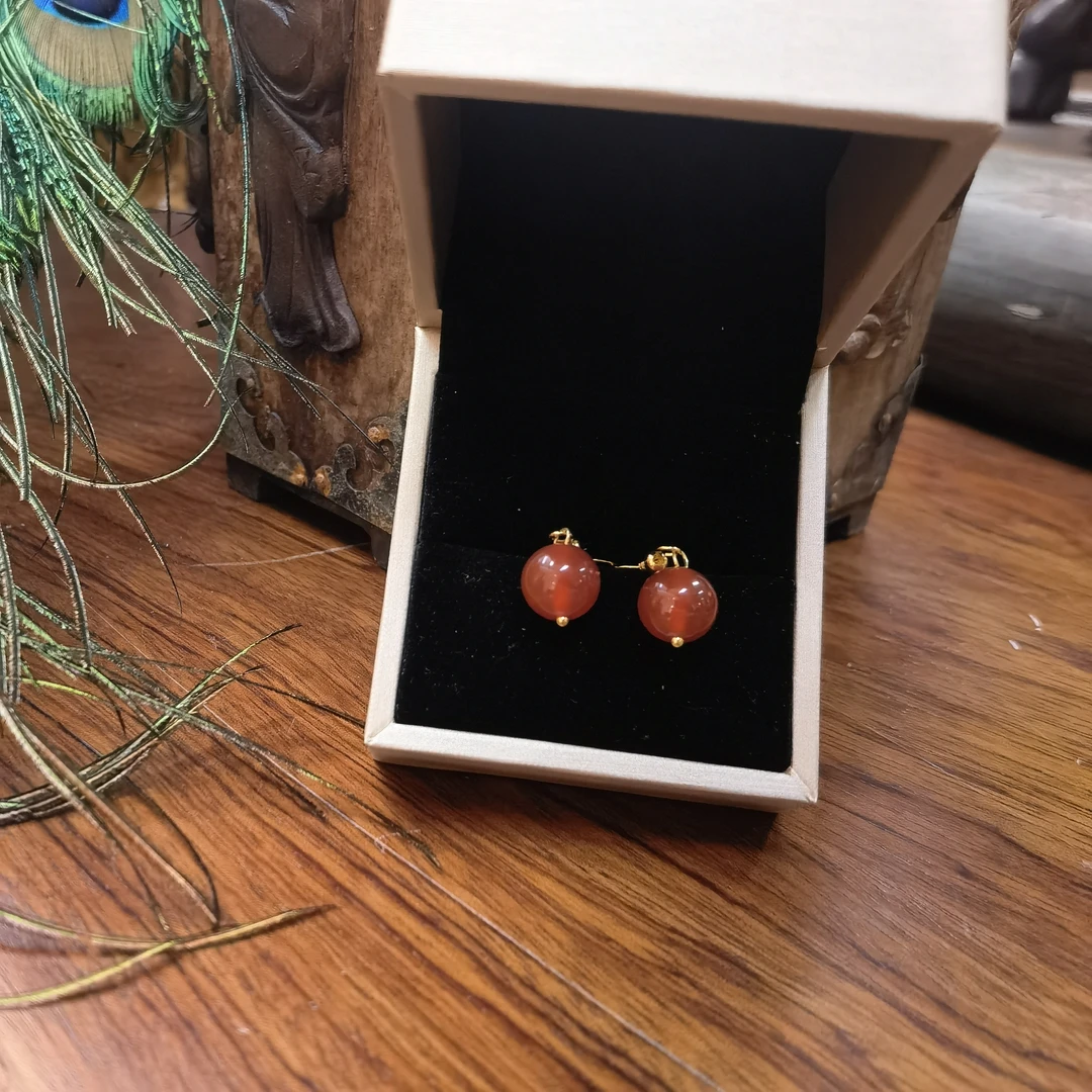 玛瑙耳钉不含盒/B7