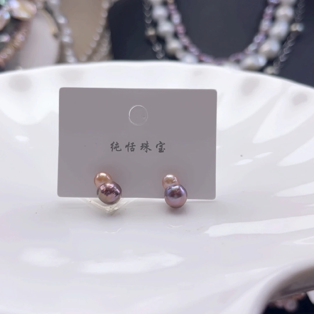 往***海未镶嵌耳饰淡水珍珠【纯恬】