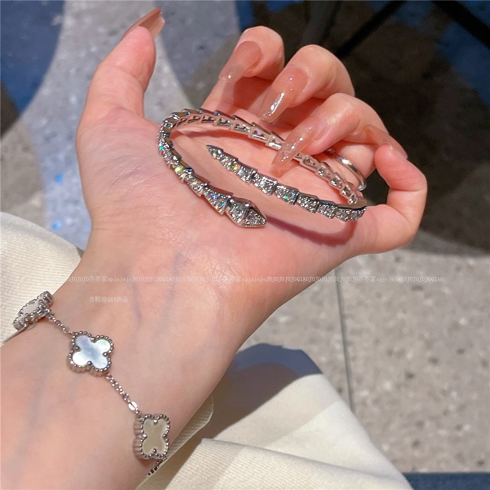 宝家高级感满钻设计百搭蛇形手镯百搭开口手环高级感轻奢时尚小众